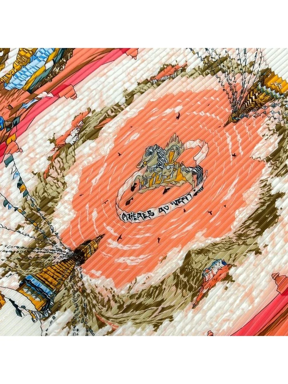 Hermes Scarf Losange Pink Multi Pleats Prieres AU Vent - Picture 4 of 6